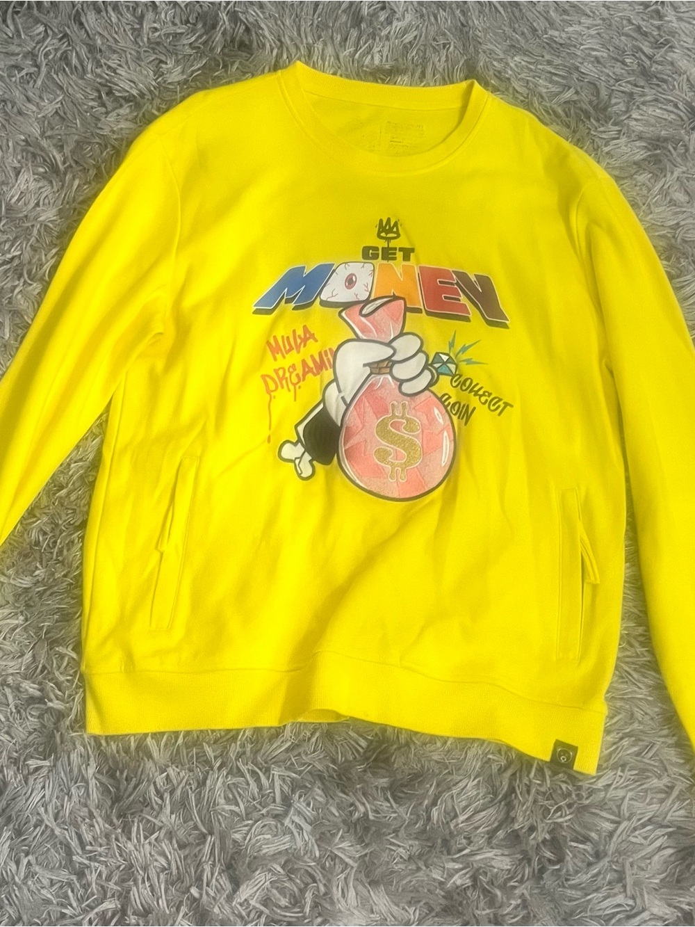 Civilized Men’s Yellow Graphic Sweatshirt - Get Money Design 2XL